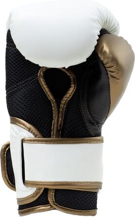 Боксерські рукавички Everlast Powerlock 2R для спарингу та тренування з мішком, з підтримкою зап'ястя, 4-шаровий шар, оригінальна екіпіровка Everlast (БІЛИЙ/ЗОЛОТО, 12OZ)