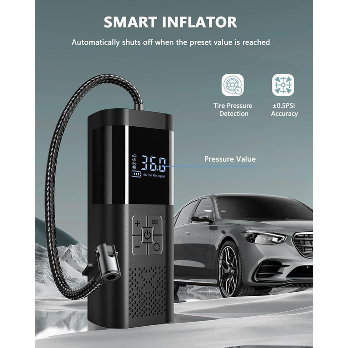 Електричний компресор для шин SERVOMASTER: велосипед, авто, мото, м'ячі. Акумуляторний, 150 PSI, з усіма насадками.