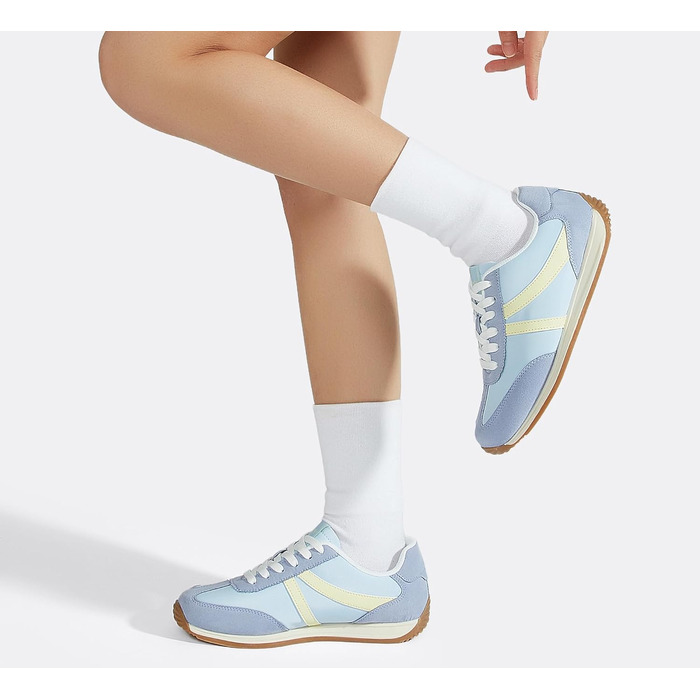 Жіночі ретро-кросівки LUCKY STEP: зручні повсякденні черевики 39 EU, синьо-жовті, з протиковзкою підошвою та дихаючою підкладкою