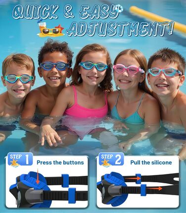Дитячі окуляри для плавання Schwimmbrille: з UV-захистом та антифогом, водонепроникні, для хлопчиків та дівчаток 6-14 років (Чорно-сині + Зелені)