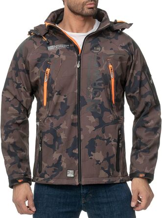 Чоловіча куртка Geographica Norway Softshell, піксельний камуфляж Khaki/Orange, для активного відпочинку та туризму