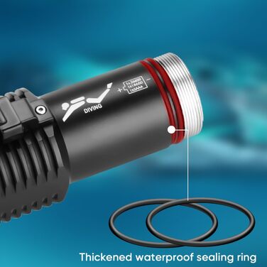 Ліхтар під водою WholeFire 8000 Lumen, IPX8, водонепроникний, 3 режими, акумуляторний, для плавання та дайвінгу