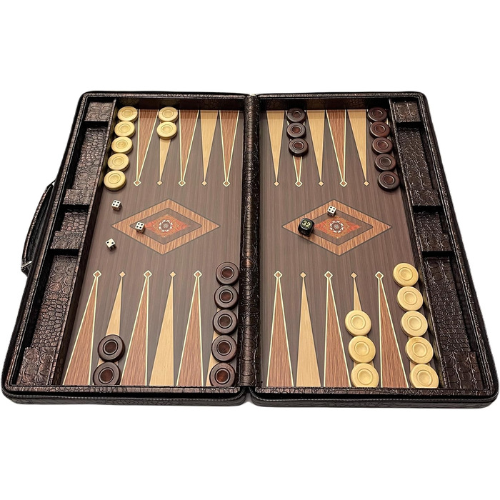 Набір для гри в бейсбол (табла), середній, для подорожей, Tric Trac, штучна шкіра, 44 x 27 см, білий, чорний, коричневий, світло-коричневий