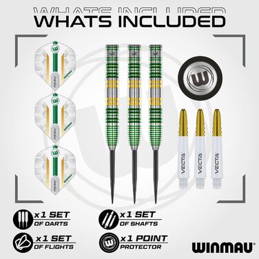 Професійний набір дартсів WINMAU Xenon 90% вольфраму з мішенями і хвостовиками, вага 18г (м'який наконечник), 23г, 24г, 25г (сталевий наконечник)