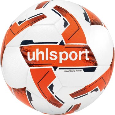 М'яч для футболу Uhlsport 290 ULTRA LITE SYNERGY Junior – дитячий тренувальний м'яч, білий/флуоро-помаранчевий/темно-синій