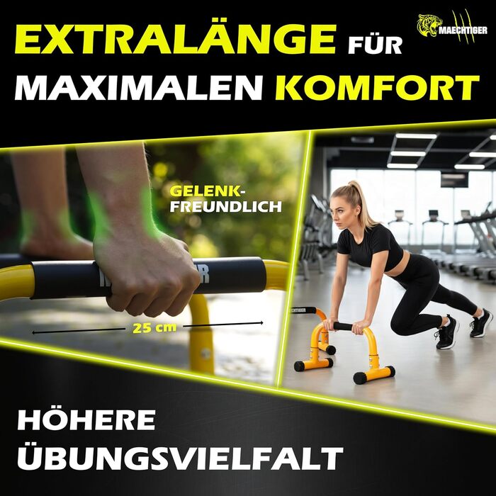 Паралелетки преміум-класу Parallettes - подовжені сталеві ручки для віджимань - стабільність завдяки системі вирівнювання - неслизькі та щадять суглоби - для калістеніки, фітнесу, в приміщенні та на вулиці