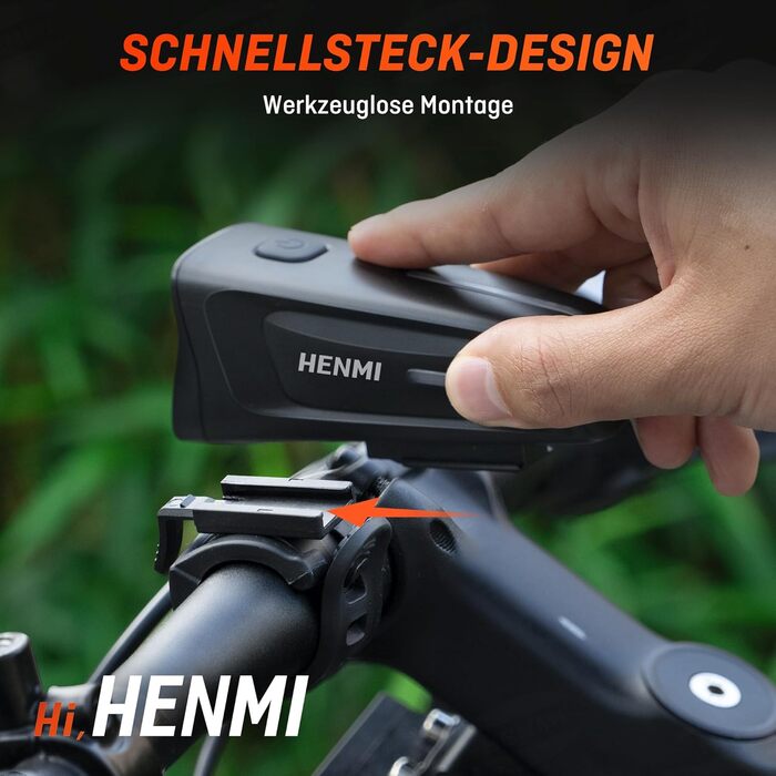 LED фара для велосипеда Henmi, StVZO сертифікована, USB зарядка, 2 режими освітлення, IPX5 водонепроникність, 100 люкс