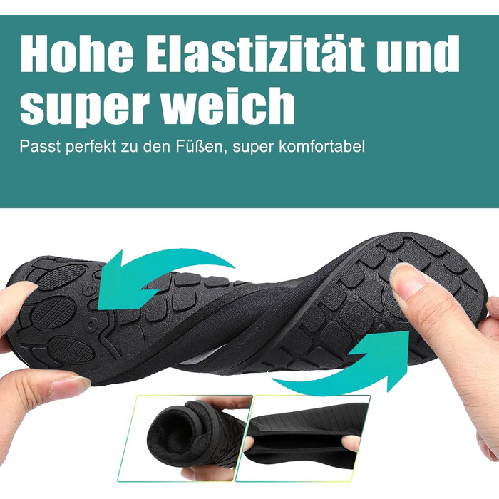 Водні шкарпетки для плавання та відпочинку на пляжі: жіночі та чоловічі, розмір 39 EU, смугасті, чорні