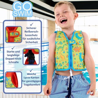 Дитячий жилет для плавання Go Swim Fab Flamingos L (3-6 років, 19-30 кг) з безкоштовною сумкою для плавання