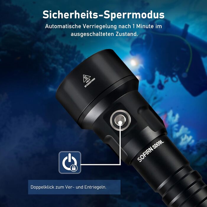 Ліхтарик підводний Sofirn SD09L 6800 люмен, LED, до 100м, з акумуляторами