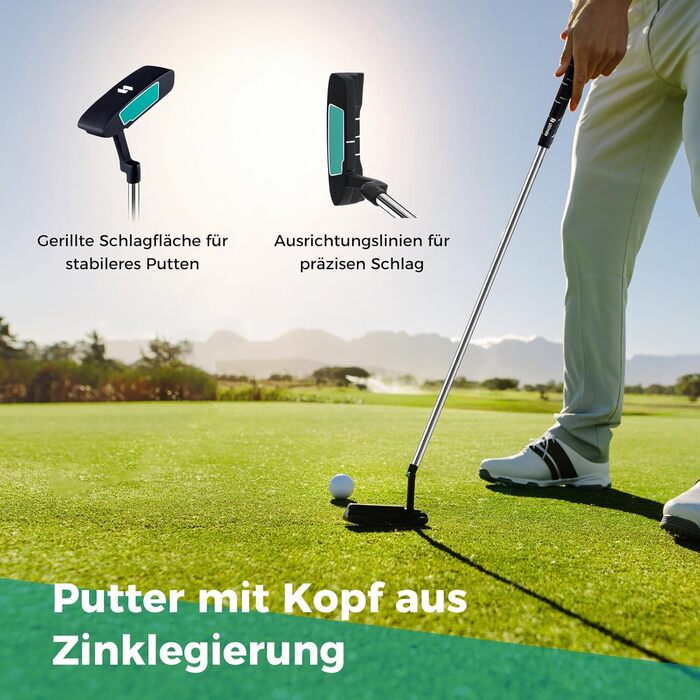 GYMAX Комплект гольф-клубу для чоловіків, повний набір гольф-клубу з драйвером #1, фейрвеєм #3, гібридом #5, залізом #5, #6, #7, #8, #9, #P, #S, паттером, 3 чохлами та переносною сумкою (зелений)