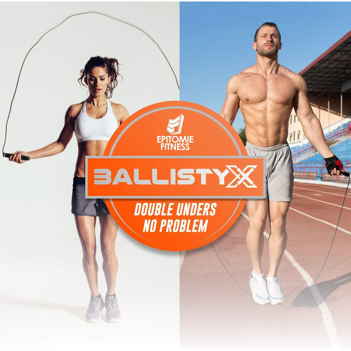 Спортивний скакалка Ballistyx Premium зі сталевими ручками, силіконовим покриттям та системою обертання 360°, 2 регульовані троси для кросфіту, тренажерного залу та дому, чорна