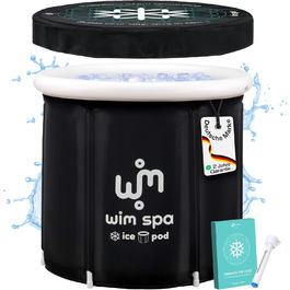 Ice Pod XL від Wim Spa: складане ізольоване ice bath (80 см Ø) для холодної терапії, з термометром та eBook, включає дощовий чохол