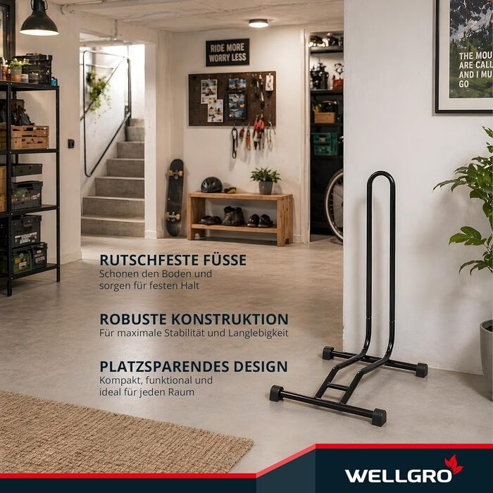Підставка для велосипеда WELLGRO зі сталі, стійка та надійна (комплект 2 шт.), чорна