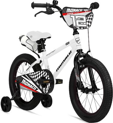 Дитячий велосипед Bergsteiger Monaco 12 дюймів, для 3-4 років, BMX, з додатковими колесами, заднім гальмом, пляшкою та захистом ланцюга