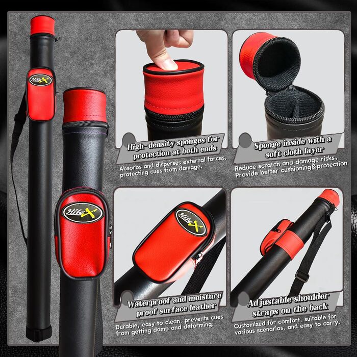 Професійний більярдний кий Aureate 21 oz з кейсом, канадський клен, 13 мм наконечник, 147,3 см, вага 18,19,20,21,22 г, блакитний, чорний, червоний, сірий, зелений