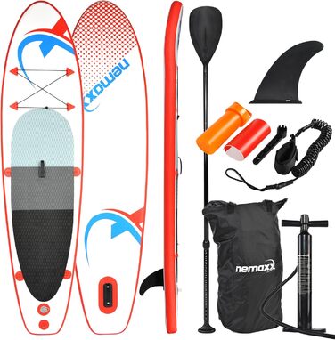 Надувна SUP-дошка Nemaxx 305x76x10 см, червоно-синя, для веслування стоячи