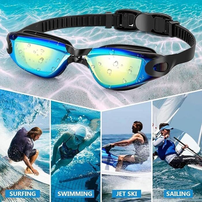 Окуляри для плавання унісекс Schwimmbrille: антизапітніюючі, UV-захист, регульовані, професійні, для дорослих та підлітків (сині/рожеві)