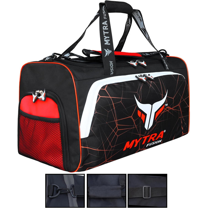 Mytra Fusion сумка для спорту, фітнесу та єдиноборств, для тренувального спорядження, ММА, боксу, дорожня, червоно-чорна