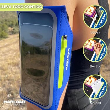 Браслет для руки MARLOAR для бігу та мобільного телефону, сумісний з iPhone (Blue)