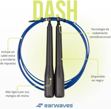 Скакалка Earwaves Dash – швидкісна зі смолою, самоналаштуванням і всенапрямними підшипниками