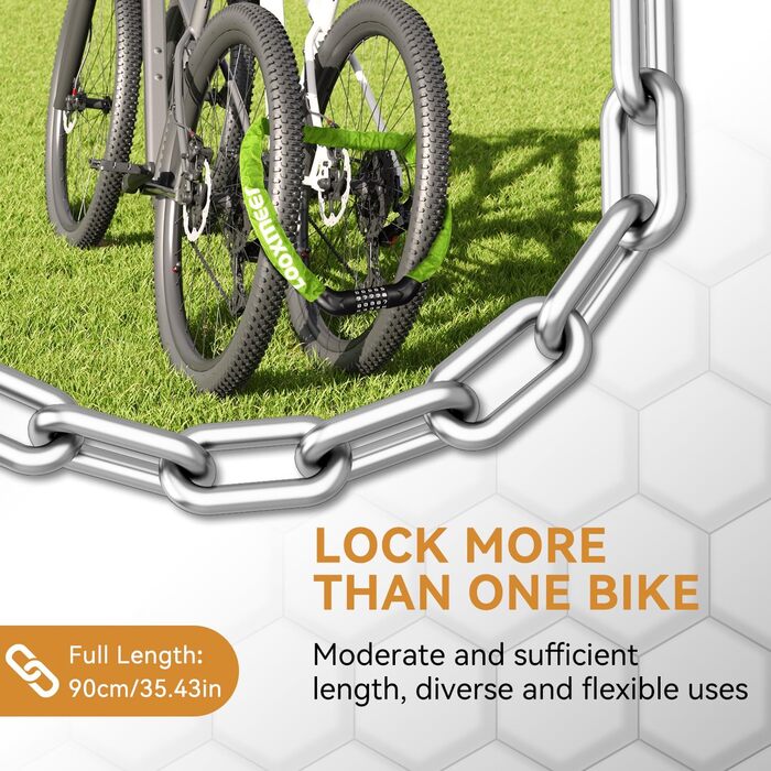 Замки для велосипеда з кодовим замком: 11 кольорів, 90 см, рівень безпеки 8, 5-значний код, для велосипеда, мотоцикла, ролера, дверей (темно-зелений)