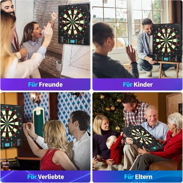 Електронний дартс Dartscheibe Profi з LCD-дисплеєм, 34 гри, 355 варіацій, 12 дротиків, для 1-8 гравців