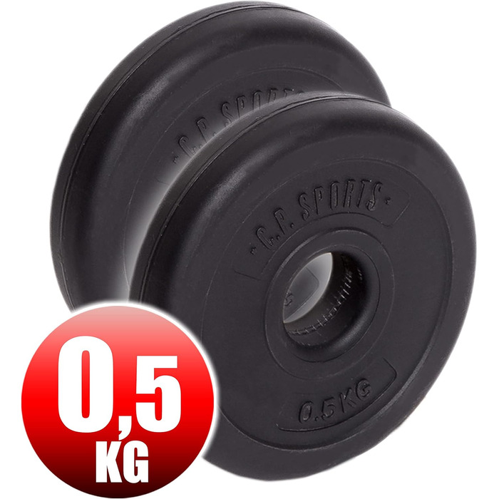 Гирі C.P.Sports 1,25 кг, 30 мм, пластик із цементом, для фітнесу, бодібілдингу, силових тренувань, домашній спортзал, пара