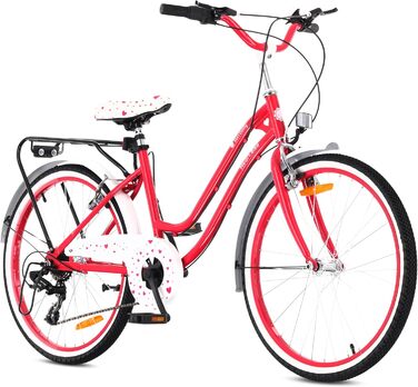 Дівчачий велосипед Sun Baby 20 дюймів, 6 швидкостей Shimano, для дітей 6-10 років, білий/золотий, Heart Bike