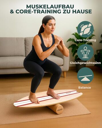 Баланс-борд STAASH® Balance Board Holz 5в1 — дерев'яна дошка для рівноваги та тренувань з додатком