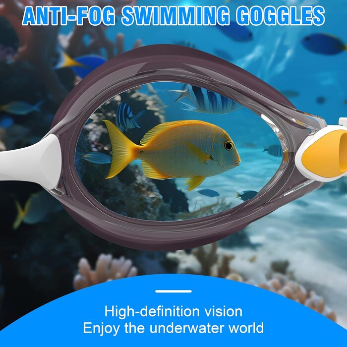 Маска для плавання Schwibrille унісекс, антизапітніюча, водонепроникна, з UV-захистом для жінок та чоловіків (M, PLYL)