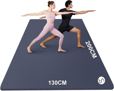 Йога мат RYTMAT XXL 200x130см: фітнес-мат для йоги, фітнесу, занять з дітьми та для людей похилого віку. Товщина 10/15/20 мм, NBR, великий, спортивний, тренувальний мат. Колір: блакитний/темно-синій