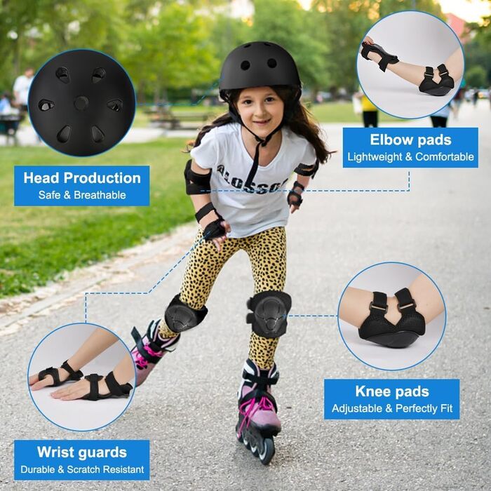 Дитячий шолом Flintronic для велосипеда, скейтборда, ролера, 2-13 років, комплект, чорний