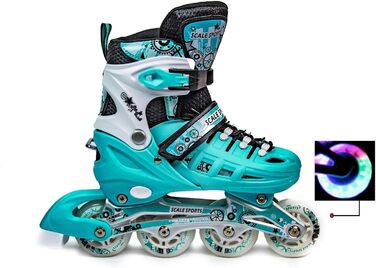 Дитячі ролики-коліщатка з підсвічуванням, чорно-білі (М'ятний, L)