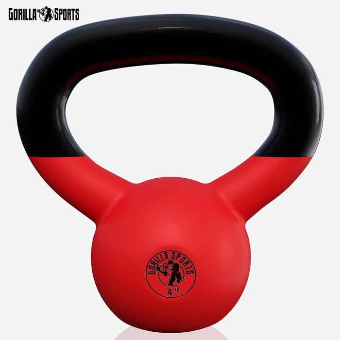 Kettlebell GORILLA SPORTS 2-32 кг, чавунний, вініловий, для фітнесу та силових тренувань