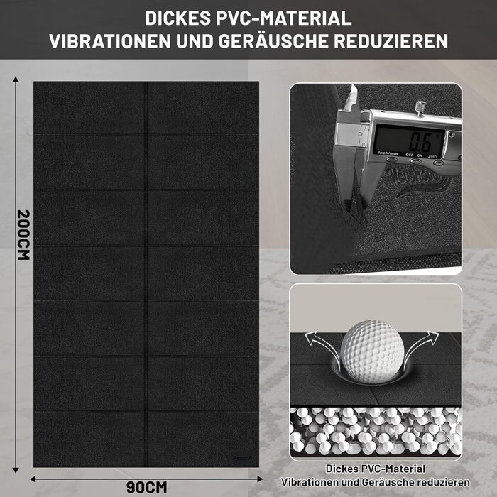 Складаний килимок для захисту підлоги під бігову доріжку та тренажери (200x90 см), товщина 6 мм, протиковзкий та амортизаційний мат для крос-тренажера, йоги та фітнесу