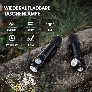 Ліхтарик WUBEN L1: Потужний LED ліхтарик 2000 Lumen, 6 режимів, тактичний, водонепроникний IP67, для кемпінгу та активного відпочинку