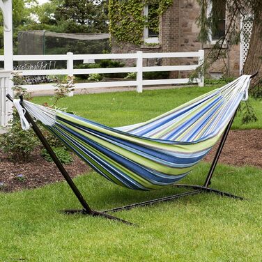 Гамак Vivere Oasis Double Cotton з підставкою (сталь), сумка для транспортування