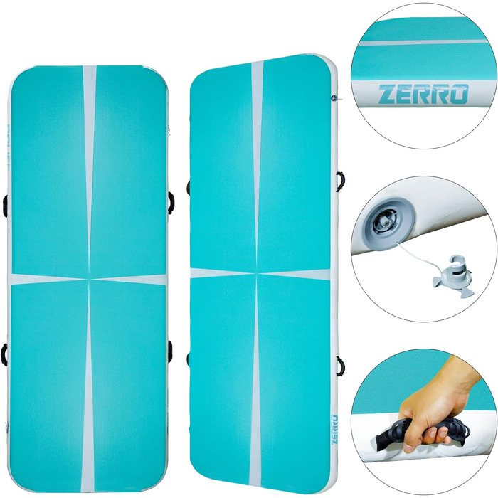 CCLIFE Airtrack Tumbling Mat - килимок для гімнастики, розкладна, з електропомпою, 1/3/4/5м, товщина 10/20см, зелений
