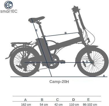 Електровелосипед smartEC Camp-20H, 250Вт, задній мотор, Li-Ion акумулятор 36В 15,6Аг, 20 дюймів, складаний, запас ходу 100 км, швидкість до 25 км/год