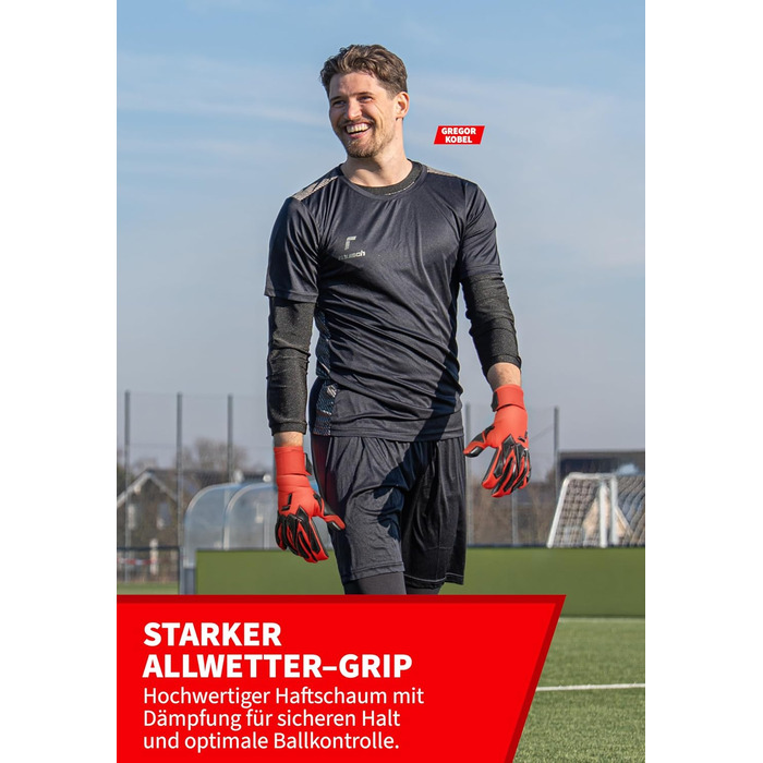 Воротарські рукавиці Reusch Profi Raptor Pro червоно-чорні, розмір 7-11 | професійний хват, 4мм піна, для тренувань та ігор на траві та штучних покриттях