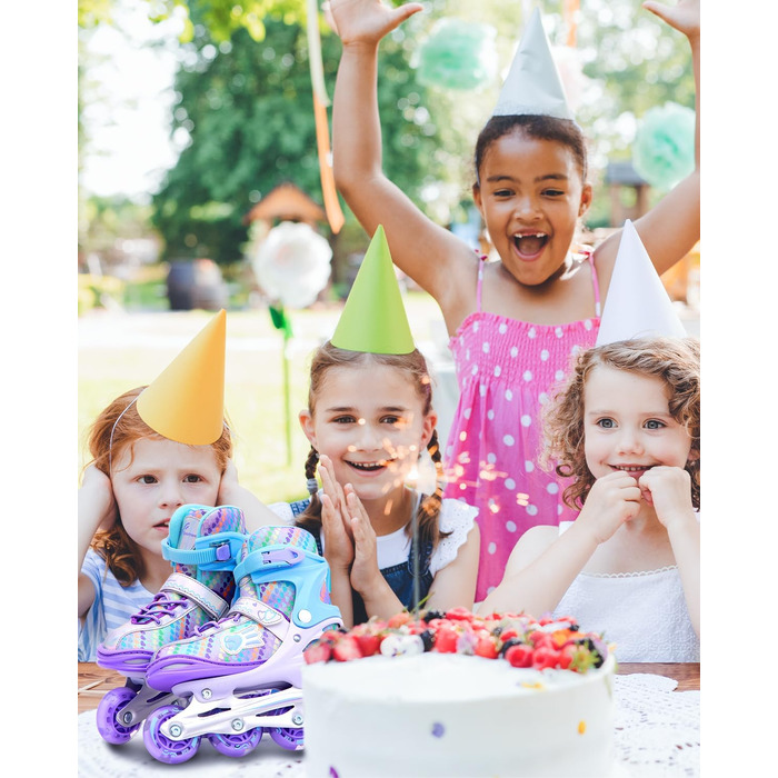 Дитячі ролики Inliner Sportneer з регульованим розміром 30-41, комплект з 6 захисниками та LED-підсвічуванням (фіолетовий)