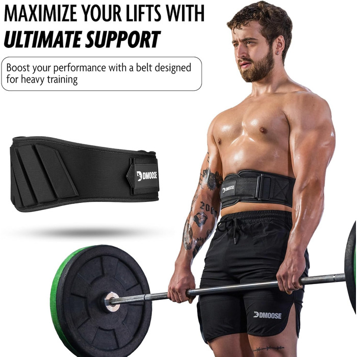 Пояс для важкої атлетики DMoose - підтягуючий пояс з системою самоблокування - пояс для чоловіків та жінок - фітнес, важка атлетика, бодібілдинг, кросфіт