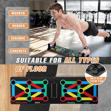 Багатофункціональна дошка для віджимань 12 в 1 з ручками, складаний тренажер для м'язів грудей, спини та плечей для дому, фітнес-набір для чоловіків та жінок