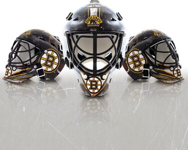 Міні-шолом воротаря Franklin Sports NHL Boston Bruins із чохлом – колекційна маска з офіційною символікою та кольорами НХЛ