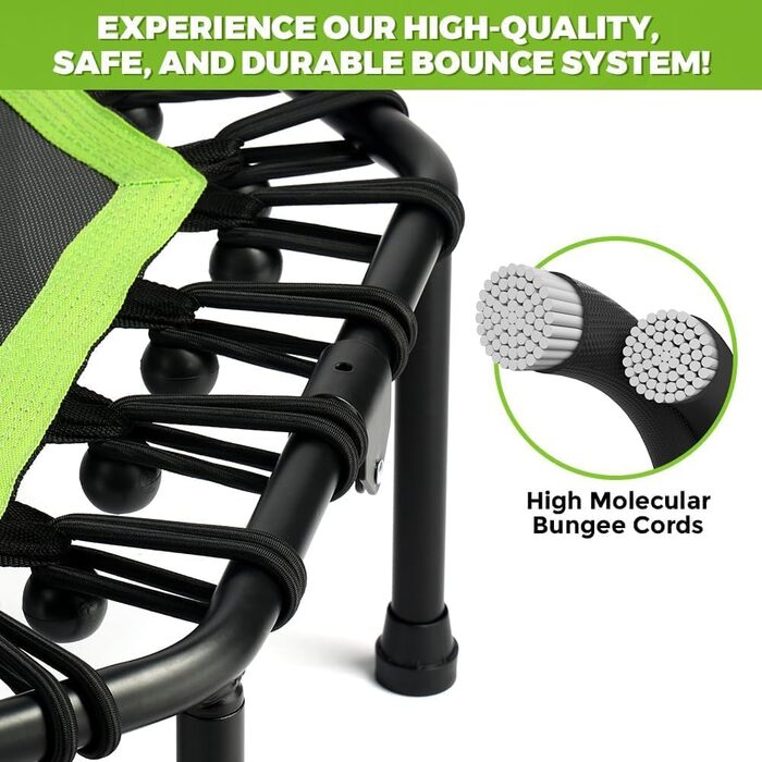 Трамплін ONETWOFIT складний для дорослих, 107 см, міні-фітнес, з регульованими ручками та пружинами, тихий, для дому (зелений)