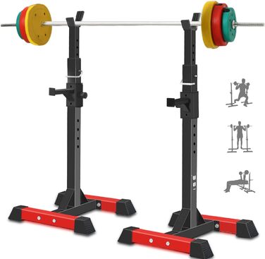 Стійка для штанги ISE Squat-Rack, 6 рівнів регулювання, 2 окремі стійки, сталева, до 200 кг, сертифікована EN 957