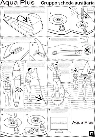 Надувне SUP Aqua Plus 15см: дошка для SUP, весло, насос, рюкзак. Підходить для будь-якого рівня підготовки. Розмір 335x83x15см, кольори: фіолетовий, жовтий, зелений.