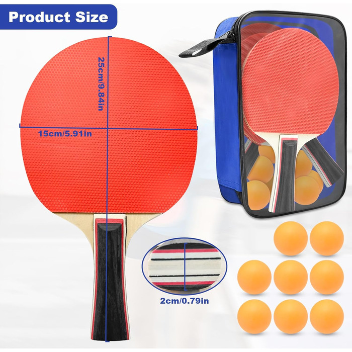 Набір для настільного тенісу: 4 ракетки, 8 м'ячів, сумка. Підходить для початківців, сімей та професіоналів. Ідеально для гри в приміщенні та на вулиці.
