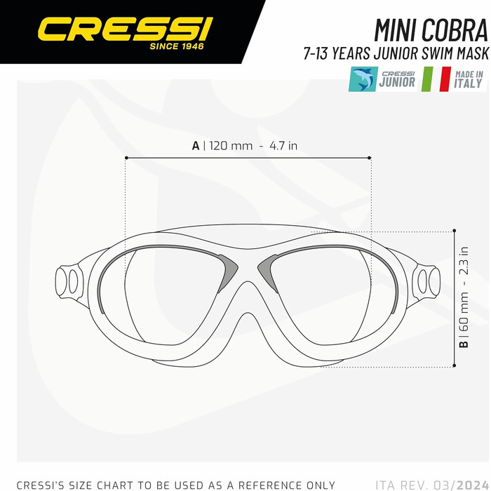 Маска для плавання CRESSI Mini Cobra Junior (7-15 років) прозора/рожева. Антифог, антиподряпини, UV-захист, силікон, мікрорегульовані застібки для басейну та моря